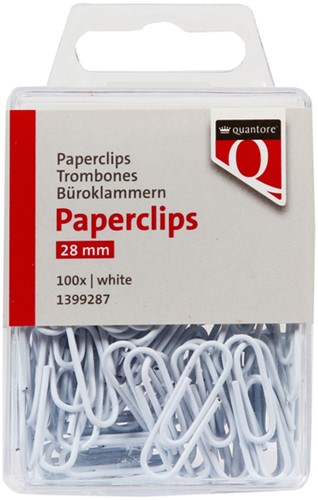 Paperclip Quantore 28mm 100 stuks wit