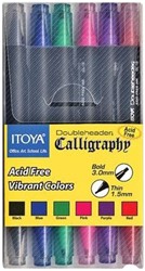 Kalligrafiepen Itoya CL10 1.5 én 3.0mm penpunt set à 6 basis kleuren
