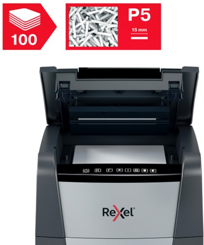 Papiervernietiger Rexel Optimum Auto+ 100M P5 snippers 2x15mm-2