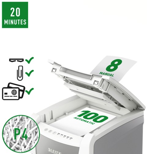 Papiervernietiger Leitz IQ Auto+ Small Office 100 P4 snippers 4x28mm-2