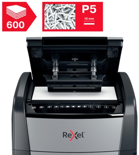 Papiervernietiger Rexel Optimum Auto+ 600M P5 snippers 2x15mm-2