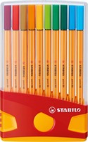 Fineliner STABILO point 88 ColorParade rollerset geel/rood fijn assorti etui à 20 stuks