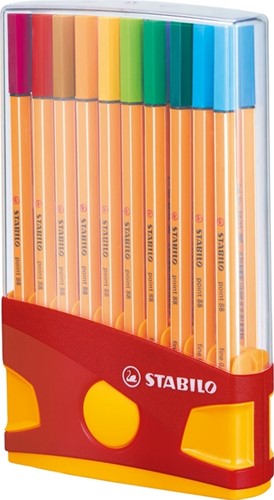 Fineliner STABILO point 88 ColorParade rollerset geel/rood fijn assorti etui à 20 stuks-5