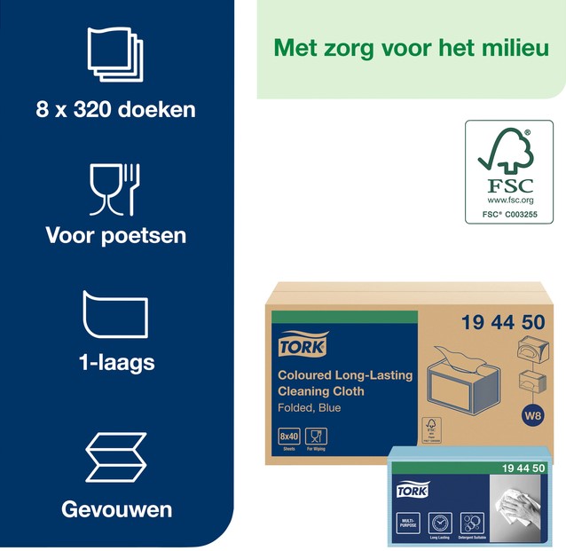 Koop Tork industriële reinigingsdoek grijs gevouwen W4 (120 doekjes