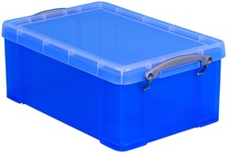 Opbergbox Really Useful 9 liter 395x210x140mm transparant blauw