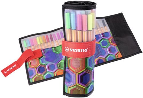 Fineliner STABILO point 88/25 Arty rollerset zwart fijn assorti etui à 25 stuks-2