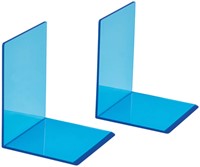 Boekensteun MAUL 10x10x13cm acryl set 2 neon blauw transparant