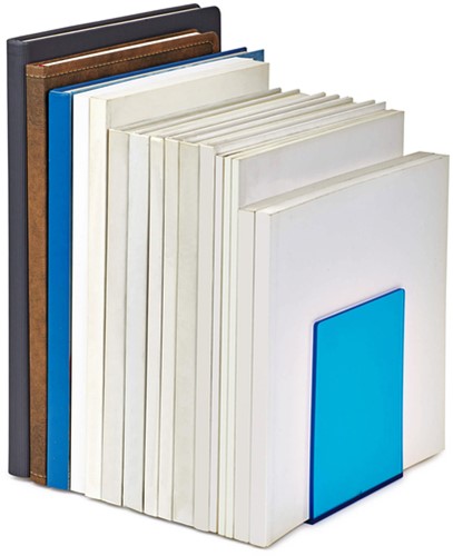 Boekensteun MAUL 10x10x13cm acryl set 2 neon blauw transparant-2