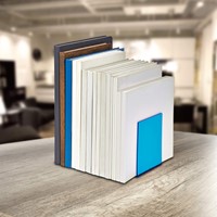 Boekensteun MAUL 10x10x13cm acryl set 2 neon blauw transparant-3