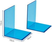 Boekensteun MAUL 10x10x13cm acryl set 2 neon blauw transparant-4