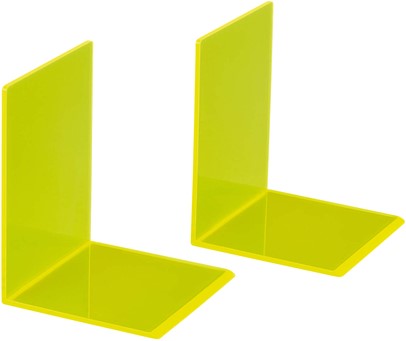 Boekensteun MAUL 10x10x13cm acryl set 2 neon geel transparant