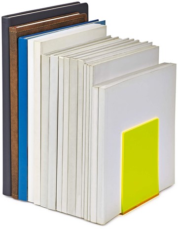 Boekensteun MAUL 10x10x13cm acryl set 2 neon geel transparant-2