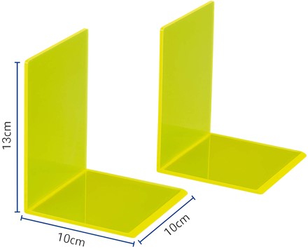 Boekensteun MAUL 10x10x13cm acryl set 2 neon geel transparant-3