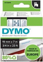 Labeltape Dymo 45804 D1 720840 19mmx7m blauw op wit