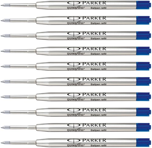 Balpenvulling Parker Quinkflow medium blauw blister à 10 stuks-3