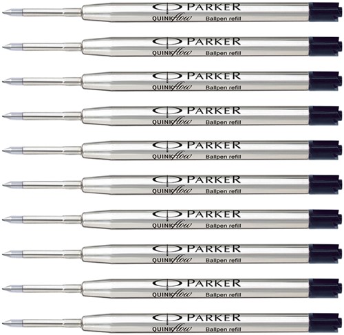 Balpenvulling Parker Quinkflow medium zwart blister à 10 stuks-3