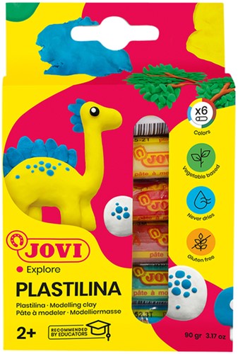 Boetseerklei Jovi plastalina 15gr standaard kleuren assorti etui à 6 stuks