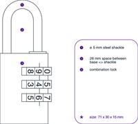 Hangslot Pavo met cijferslot 41x28x12mm-1