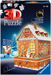 3D puzzel Ravensburger Kerst Gingerbread House Night Edition 216 stukjes