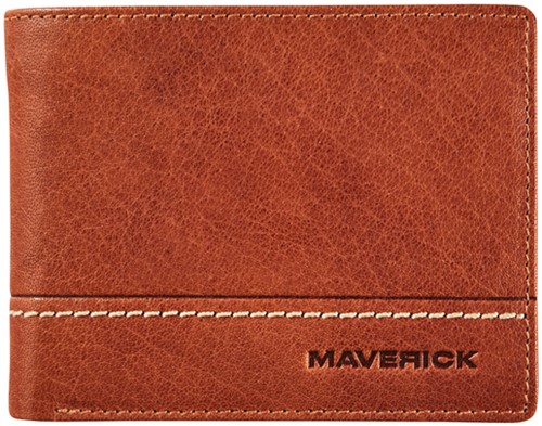 Portemonee Maverick Rough Gear met kleingeldvak RFID leer cognac