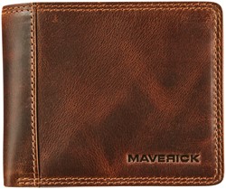 Portemonee Maverick The Original compact met kleingeldvak RFID leer bruin