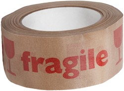 Waarschuwingstape IEZZY 50mmx50m 80p gerecycled papier bruin/rood