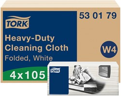 Reinigingsdoek Tork W4 Premium Heavy-Duty gevouwen 1-laags 4x105 vel wit 530179