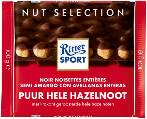 Chocolade Ritter Sport puur-hele hazelnoot 100gr