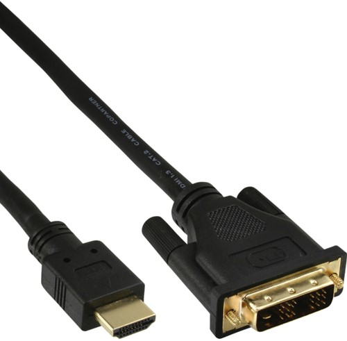 Kabel inLine HDMI DVI 18+1 pin M/M 2 meter zwart