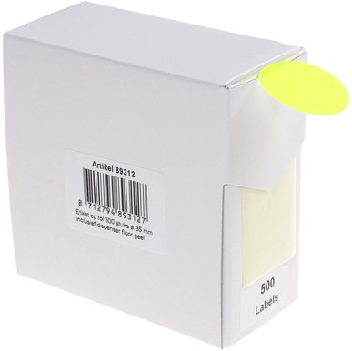 Etiket Rillprint 35mm 500st op rol fluor geel-5