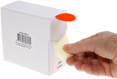 Etiket Rillprint 35mm 500st op rol fluor rood-4