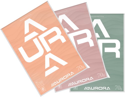 Schrijfblok Aurora A4 lijn 100 vel 70gr assorti