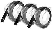 Reliëftape Dymo embossing plastic 9mm zwart op wit 3 stuks-3