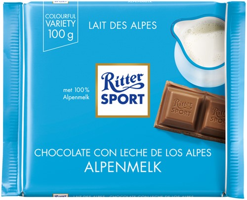 Chocolade Ritter Sport alpenmelk 100gr