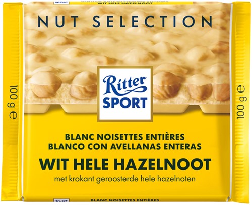 Chocolade Ritter Sport wit-hele hazelnoot 100gr