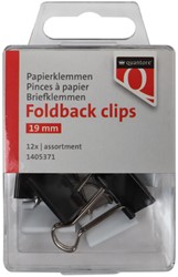 Foldback clips Quantore 19 mm assorti 12 stuks