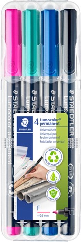 Viltstift Staedtler Lumocolor 318 permanent F set à 4 kleuren