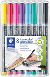 Viltstift Staedtler Lumocolor 318 permanent F set à 8 kleuren