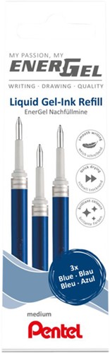 Gelschrijvervulling Pentel LR7 Energel medium blauw set à 3 stuks