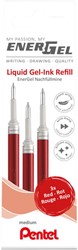 Gelschrijvervulling Pentel LR7 Energel medium rood  set à 3 stuks