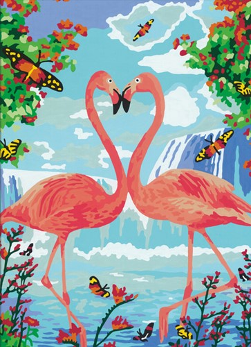 Schilderen op nummers CreArt Flamingo Love-3