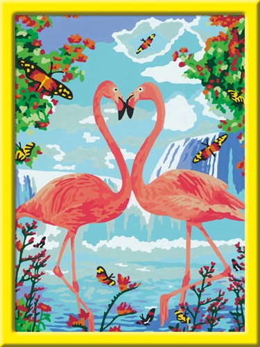 Schilderen op nummers CreArt Flamingo Love-1