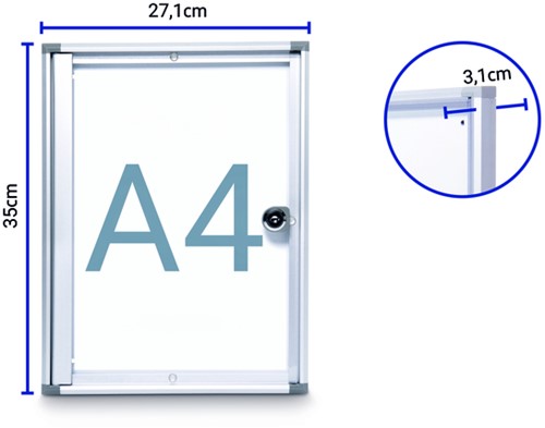 Binnenvitrine wand MAULextraslim whiteboard 1xA4 met slot-3