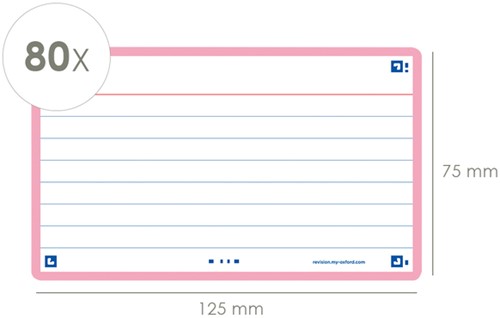 Flashcard Oxford 2.0 75x125mm 80vel 250gr lijn roze-3
