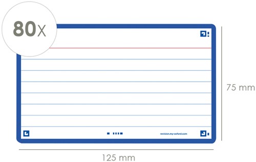 Flashcard Oxford 2.0 75x125mm 80 vel 250gr lijn blauw-3