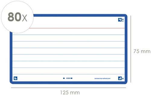 Flashcard Oxford 2.0 75x125mm 80vel 250gr lijn blauw-3