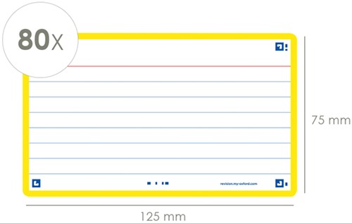 Flashcard Oxford 2.0 75x125mm 80vel 250gr lijn geel-3