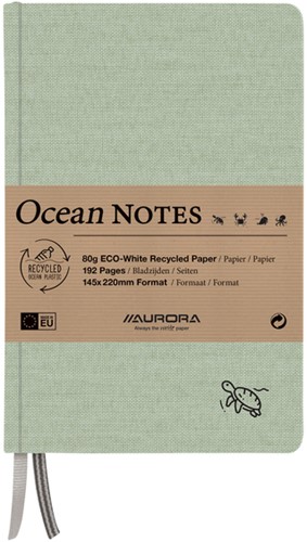 Notitieboek Aurora Ocean A5 192blz lijn 80gr linnenstructuur kaft groen