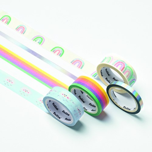 Washi tape Folia hotfoil rainbow 2x 15mmx5m 1x 10mmx5m-2