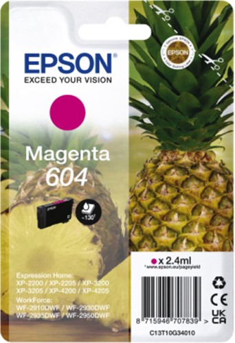 Inktcartridge Epson 604 T10G34 rood